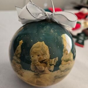 Vintage Enesco 1994 Precious Moments Holiday Ornament With Ribbon-Snow Scene